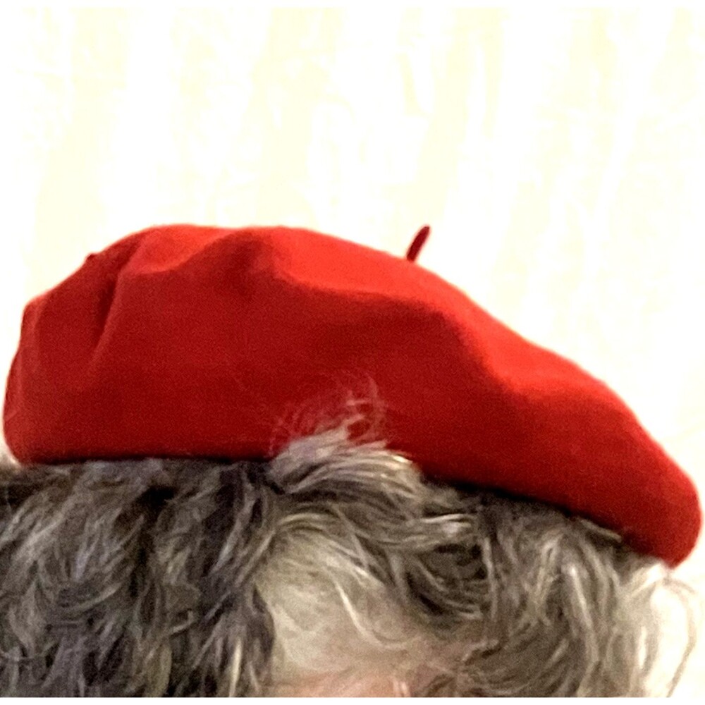 Arlin Vintage Wool Felt Hat French Beret Red Tam Bonnet Military Preppy Retro